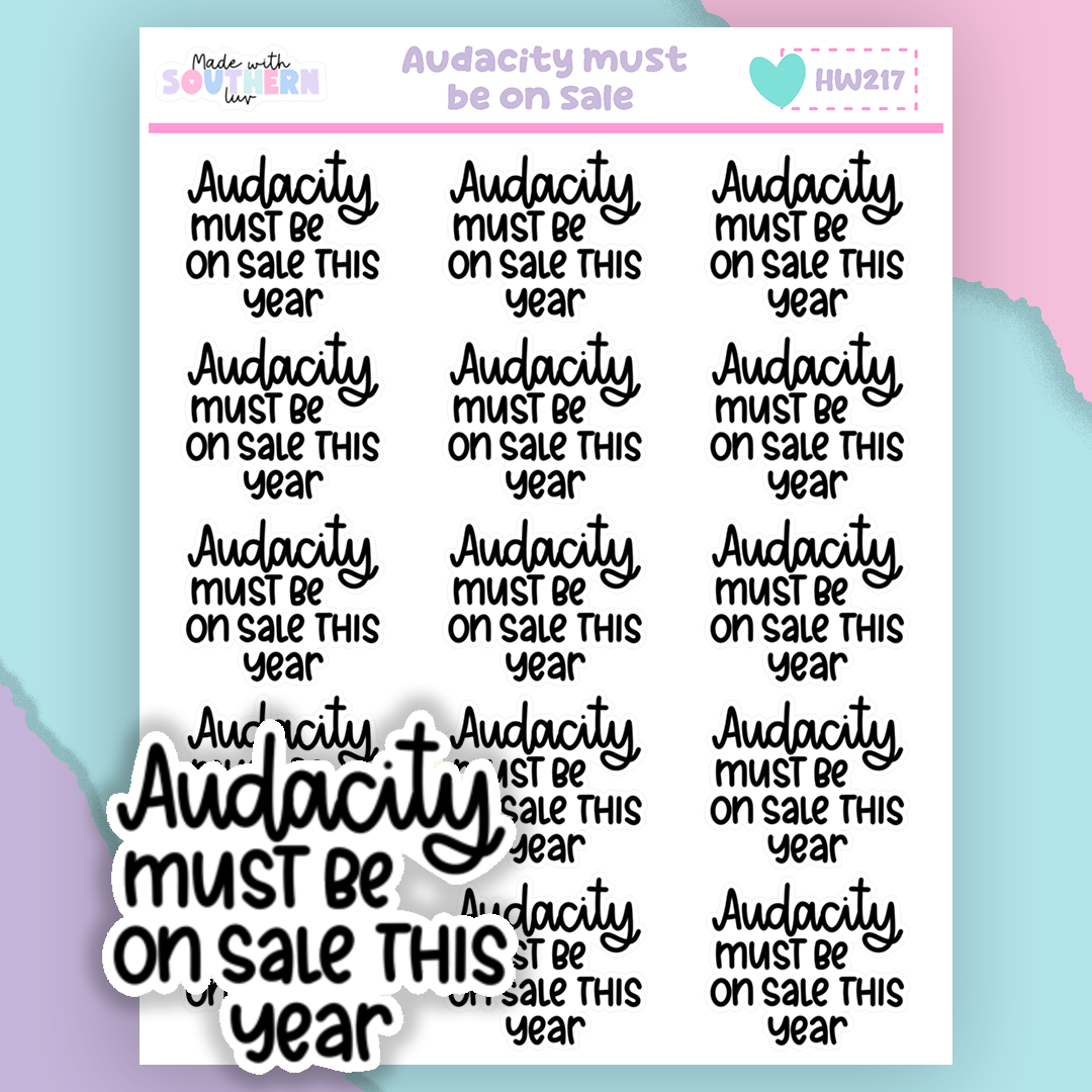 HW217 | AUDACITY MUST BE ON SALE