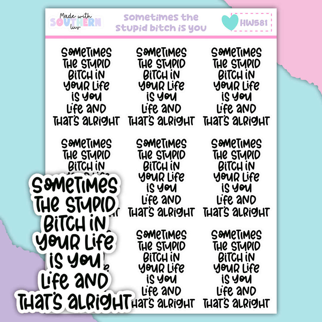 HW581 | SOMETIMES THE STUPID BITCH IIN YOUR LIFE