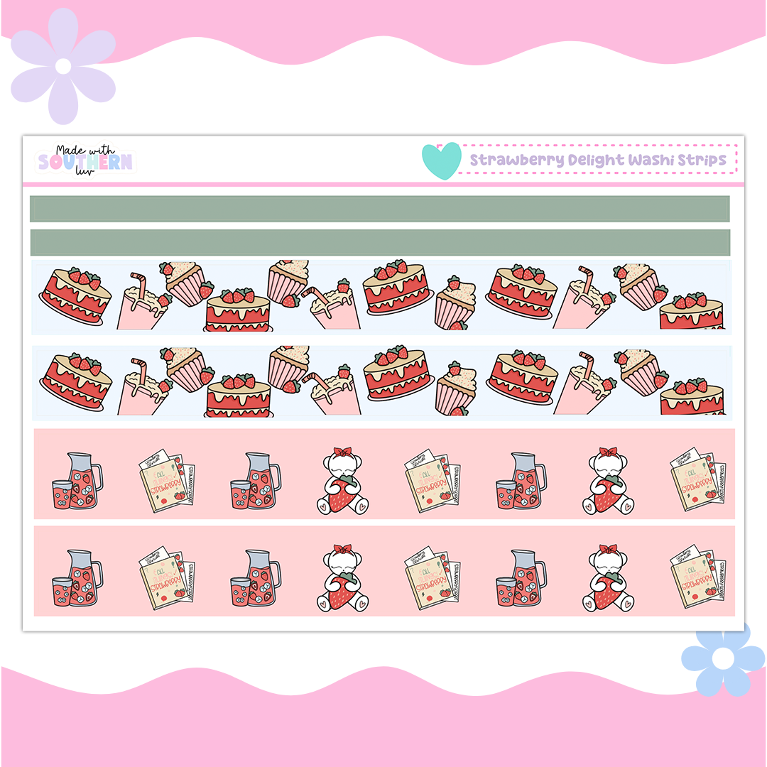 STRAWBERRY DELIGHT WASHI STRIPS