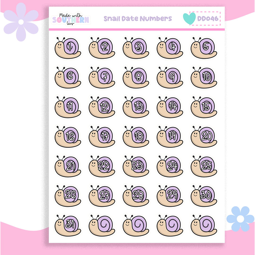 DD046 | SNAIL DATE NUMBERS – MadeWithSouthernLuv