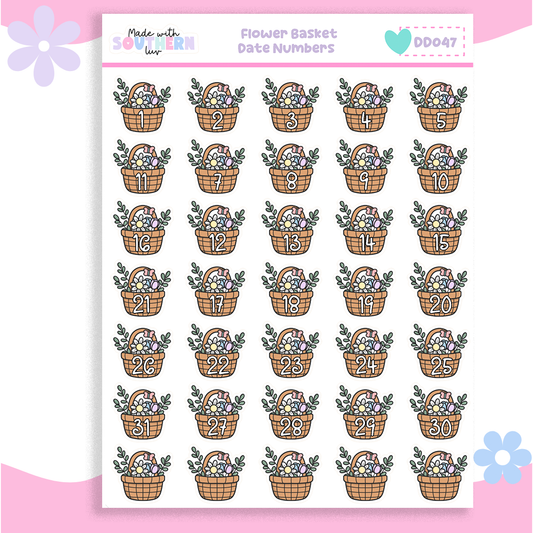 DD047 | FLOWER BASKET DATE NUMBERS