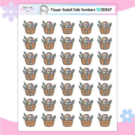 DD047 | FLOWER BASKET DATE NUMBERS