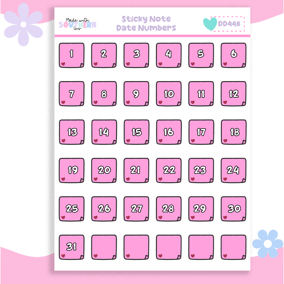 DD448 | STICKY NOTE DATE NUMBERS