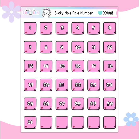 DD448 | STICKY NOTE DATE NUMBERS
