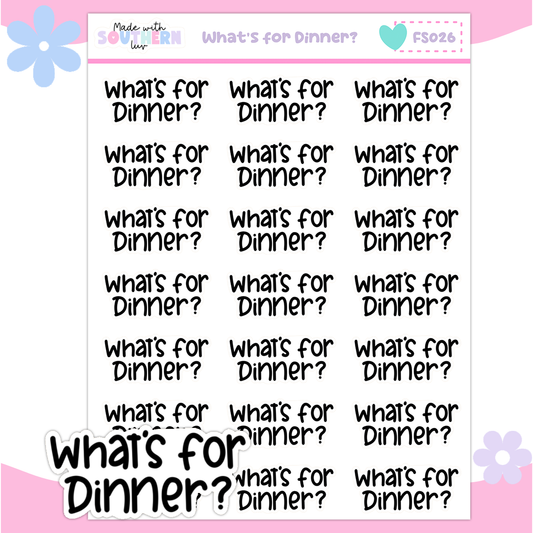 FS026 | WHAT'S FOR DINNER |  FUNCTIONAL SCRIPT