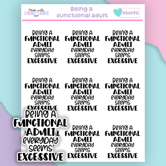 HW098 | BEING A FUNCTIONAL ADULT