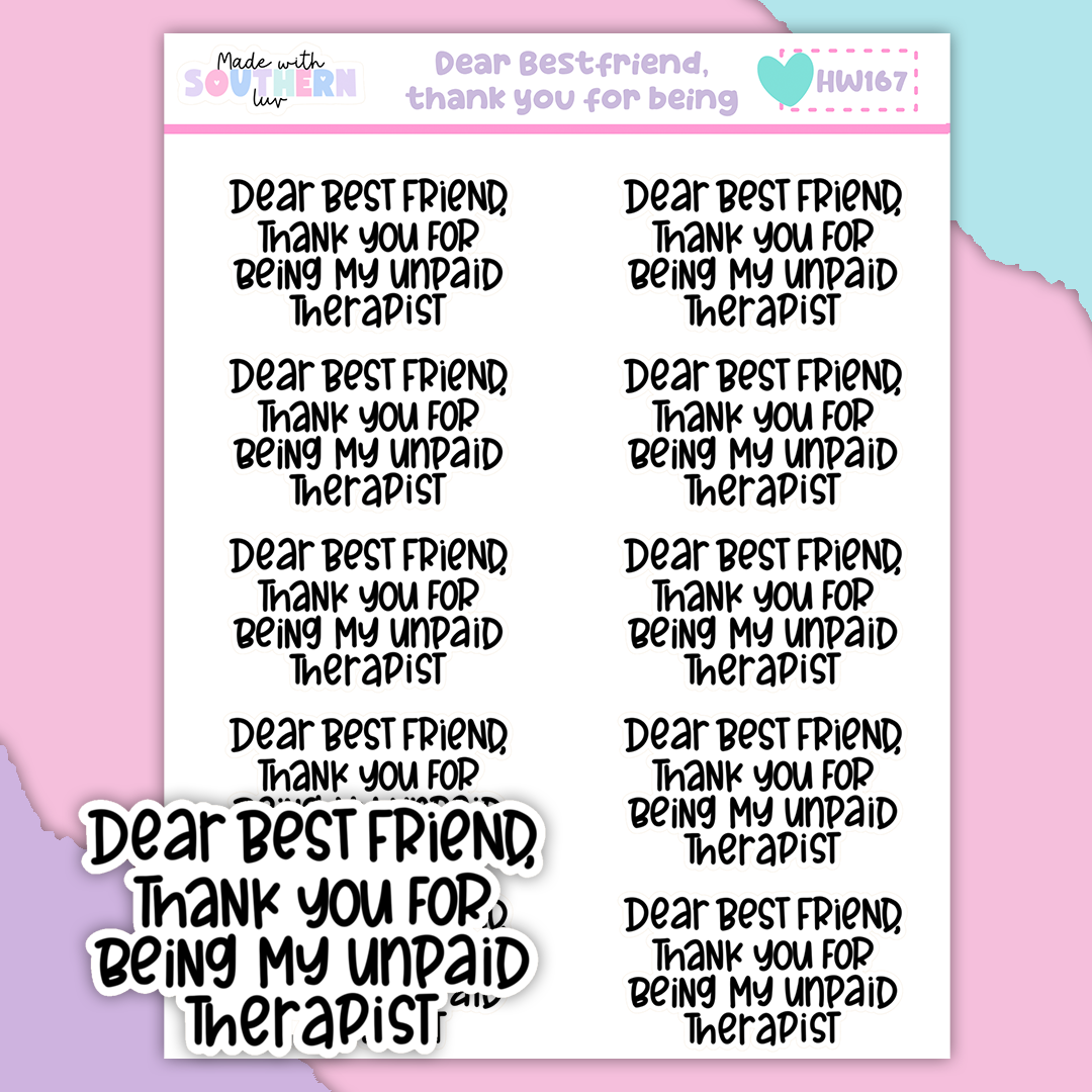 HW167 | DEAR BESTFRIEND THANK YOU FOR BEING