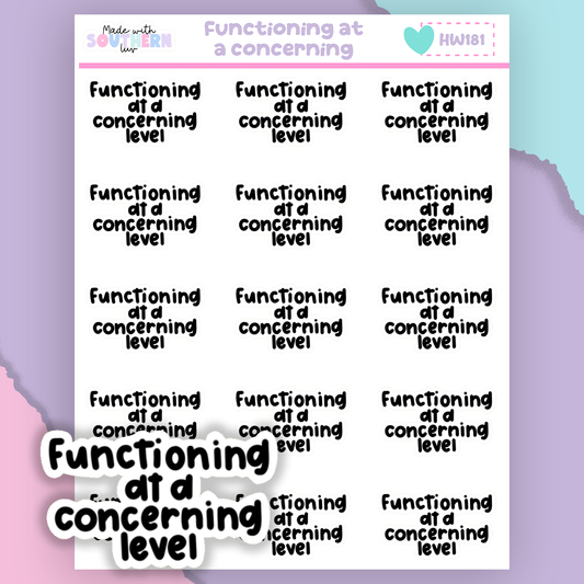 HW181 | FUNCTIONING AT A CONCERNING