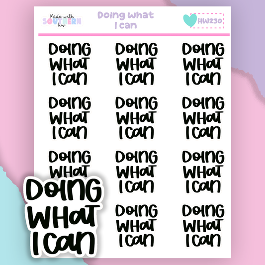 HW230 | DOING WHAT I CAN