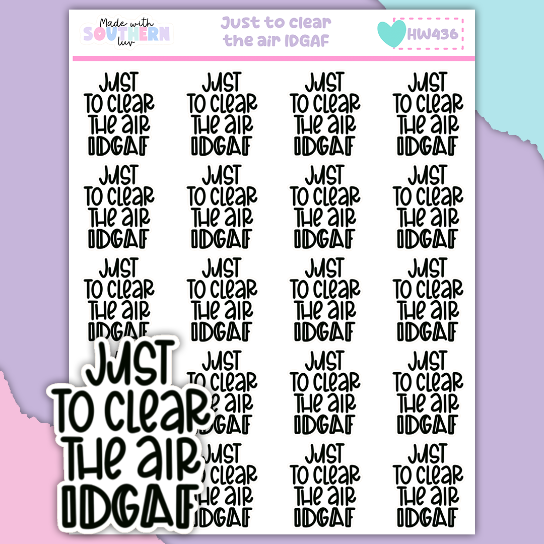 HW436 | JUST TO CLEAR THE AIR