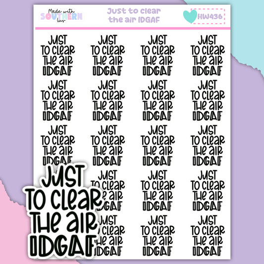 HW436 | JUST TO CLEAR THE AIR