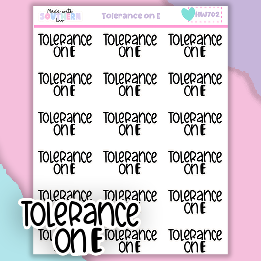 HW702 | TOLERANCE ON E