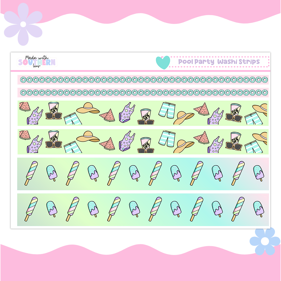 POOL PARTY WASHI STRIPS