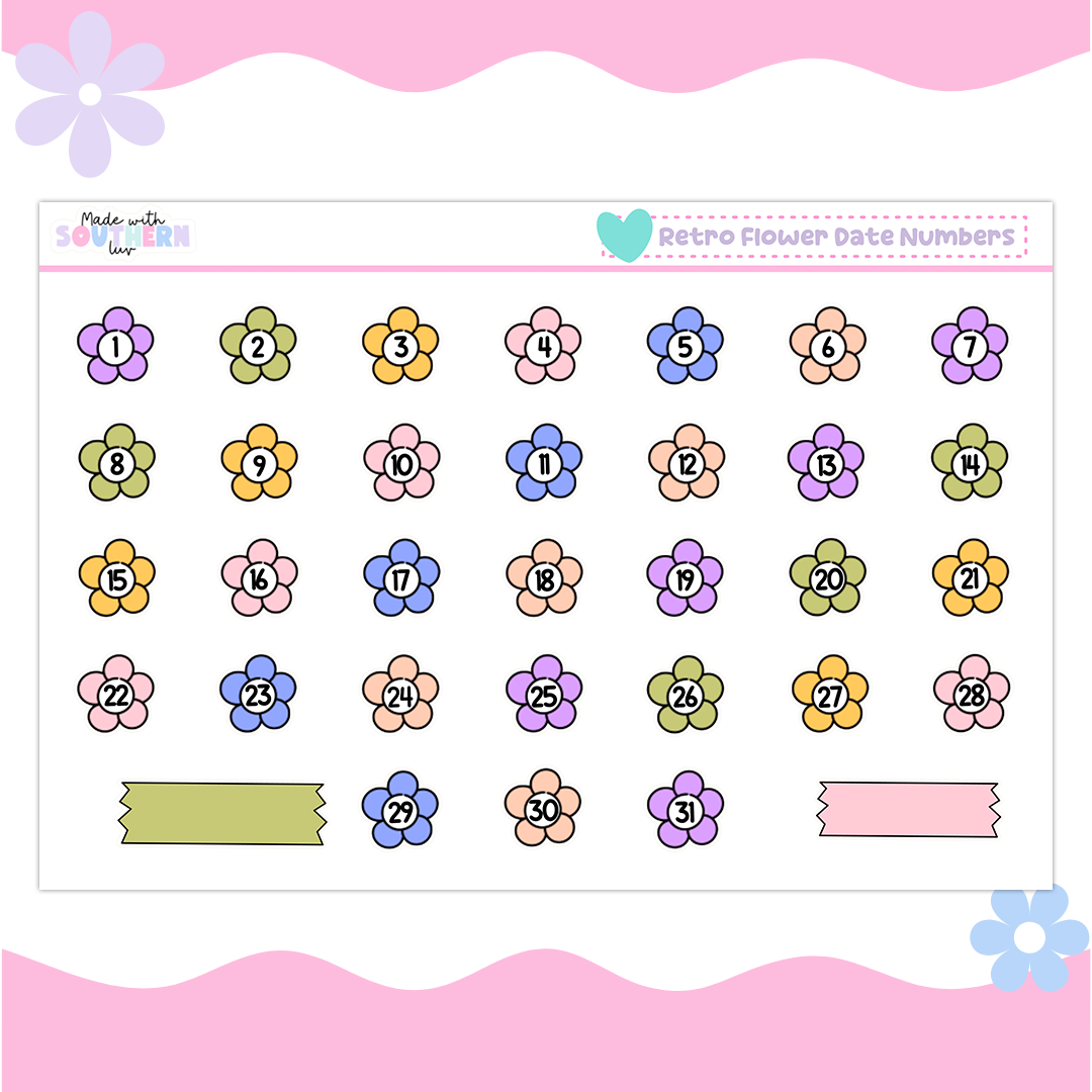 RETRO FLOWER DATE NUMBERS – MadeWithSouthernLuv